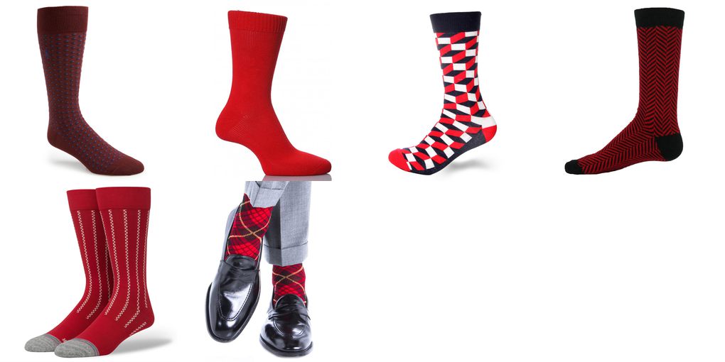 red mens dress socks